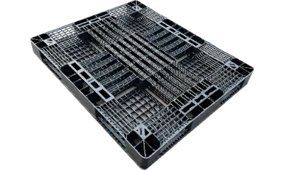 Pallet plástico Travado 110×130 cm, cor preta, estrutura travada